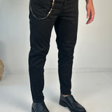 JEANS NERO CON CATENA