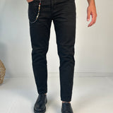 JEANS NERO CON CATENA