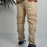 Jeans sfrangiato beige