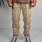 Jeans sfrangiato beige