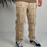 Jeans sfrangiato beige