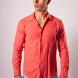 CORAL LINEN SHIRT