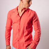 CAMICIA LINO CORALLO